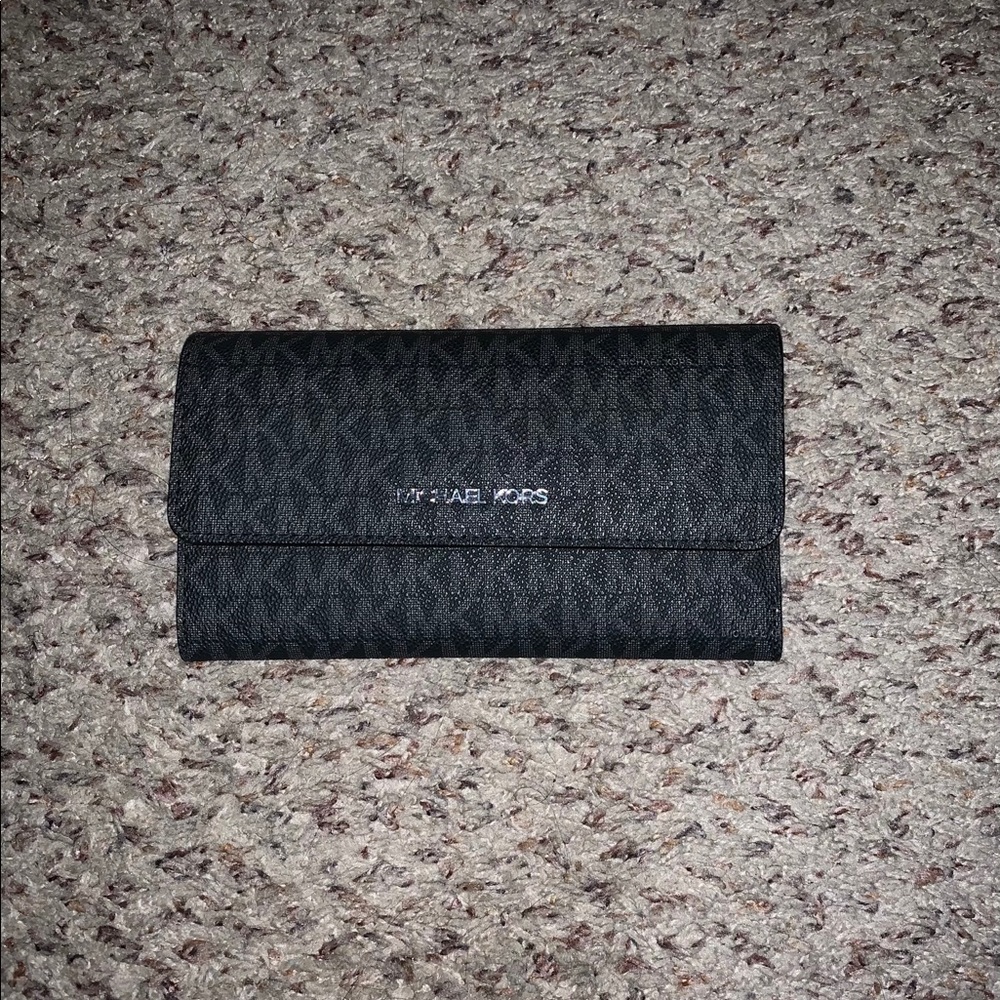 MK black trifold wallet